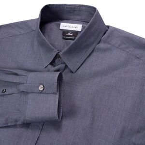 Versace Collection Men 17x34.5 Grey Snap Button Down Dress Shirt Moda